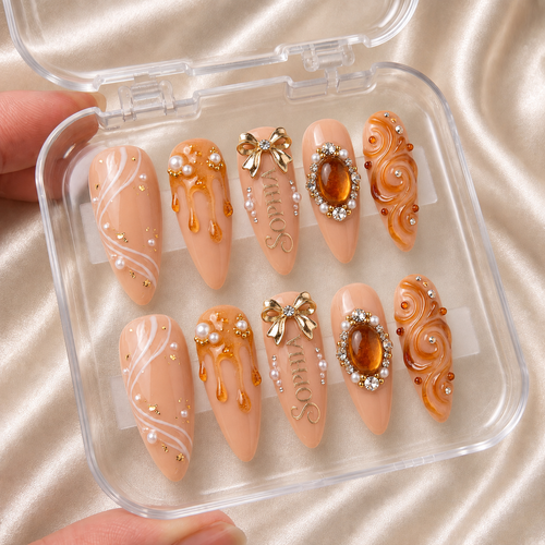 Apricot Opulence - Personalized Press-On Nails