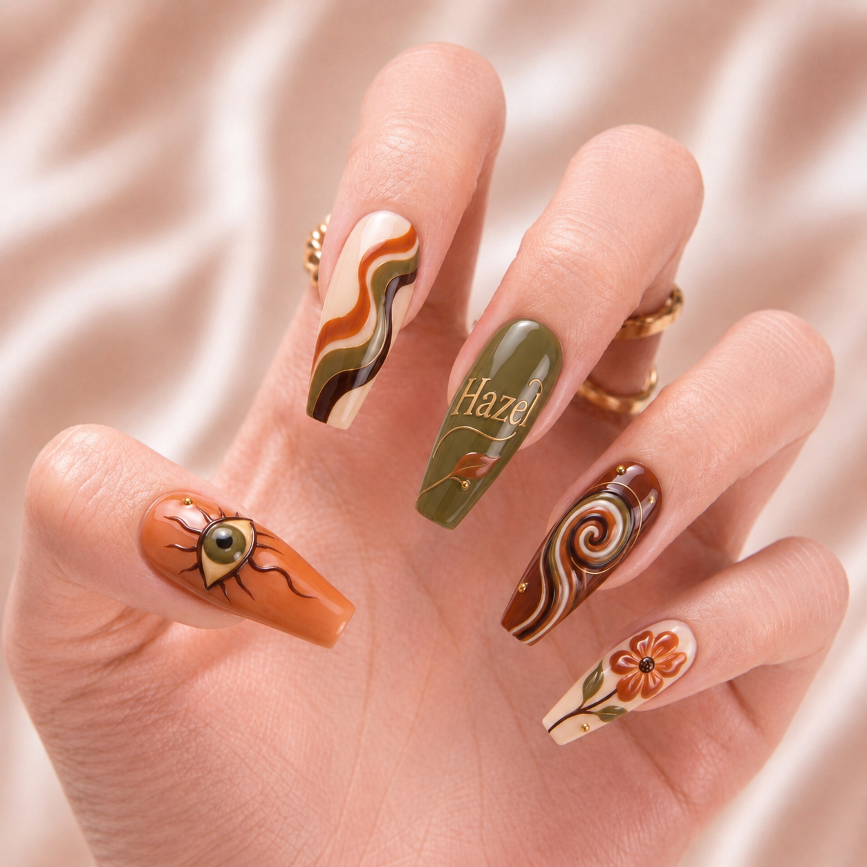 Terracotta Oracle Bloom - Personalized Press-On Nails