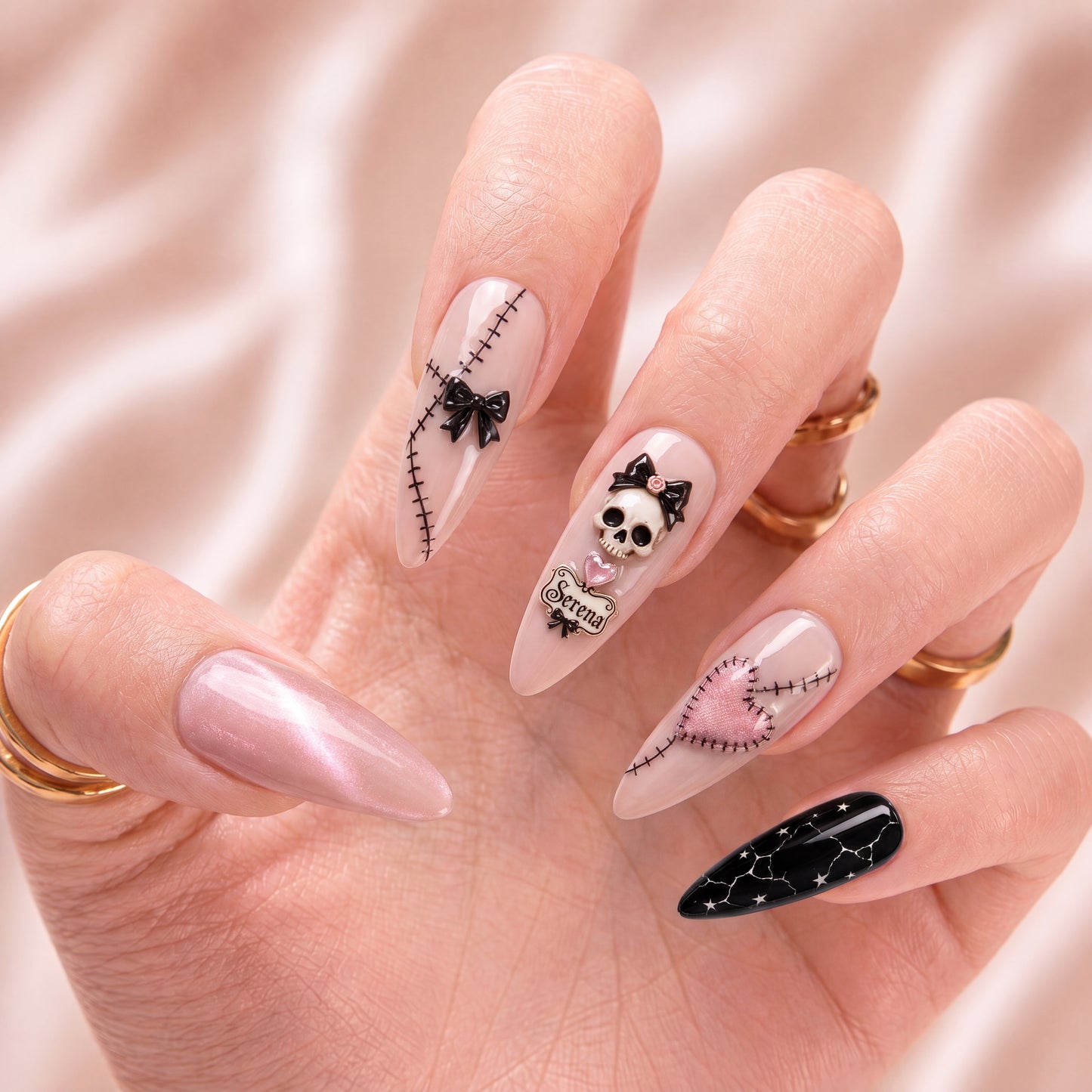 Stitched in Starlight - Personalized Press-On Nails
