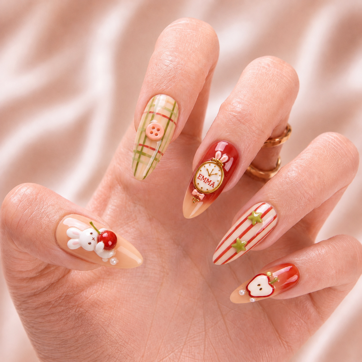 Applewood Charm - Personalized Press-On Nails