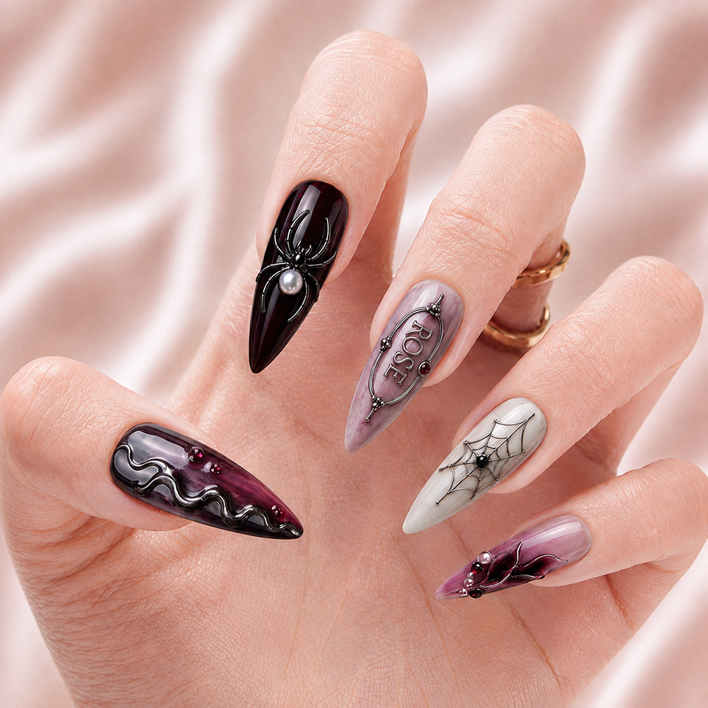 Dark Rose Affair - Personalized Press-On Nails