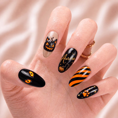 Pumpkin Cat - Personalized Press-On Nails