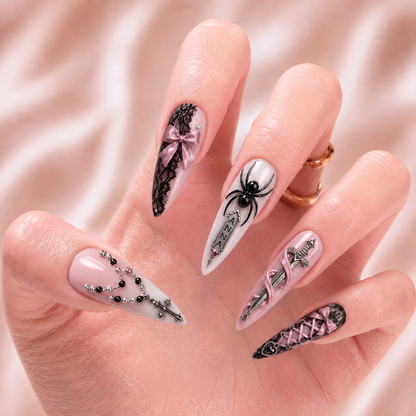 Crimson Rosary - Personalized Press-On Nails