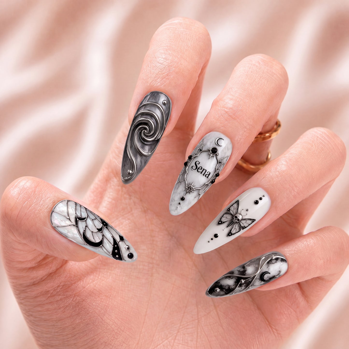 Eclipsed Ivory - Personalized Press-On Nails
