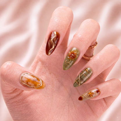 Amber Harvest - Personalized Press-On Nails
