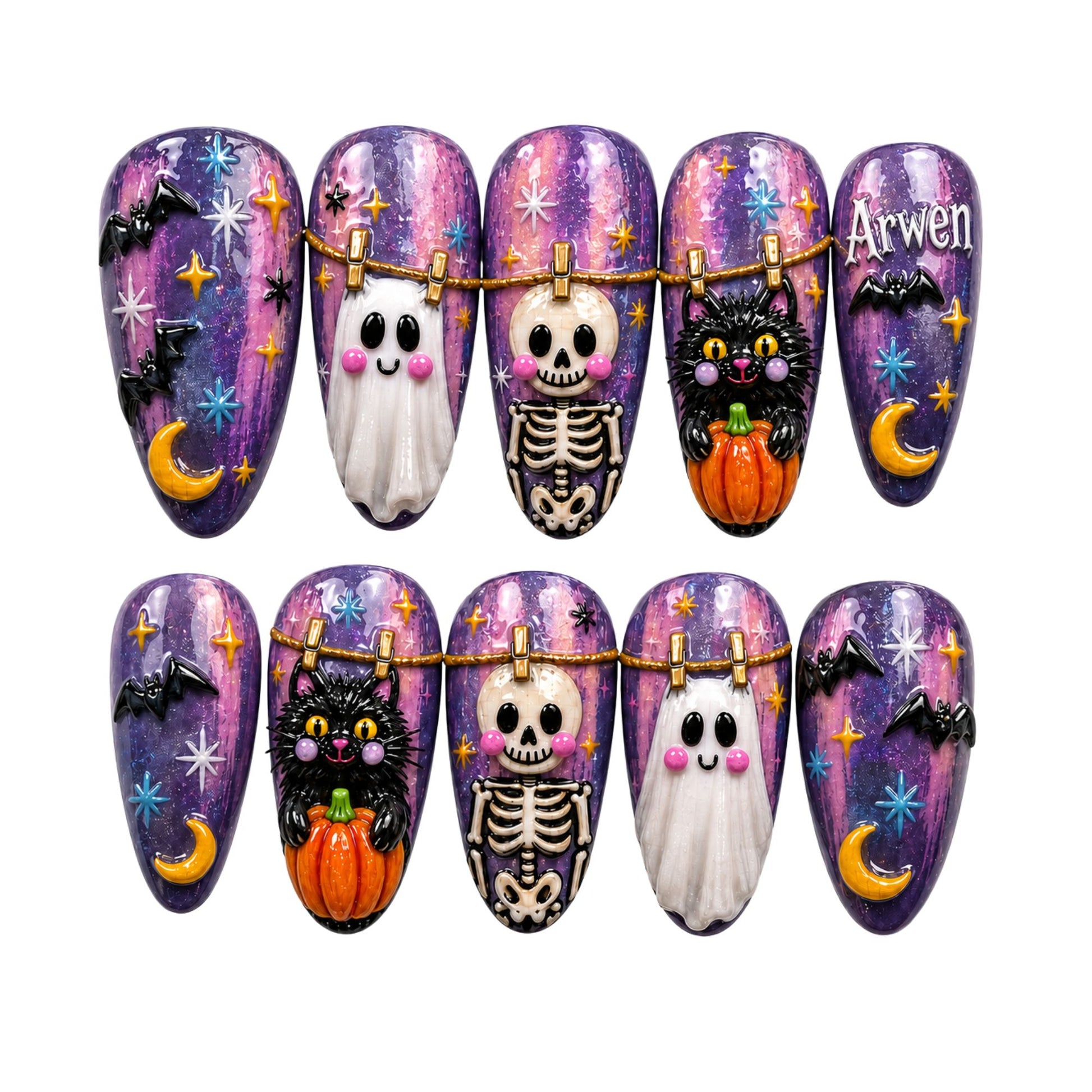 Preppy Spooky Season - Personalized Press-On Nails