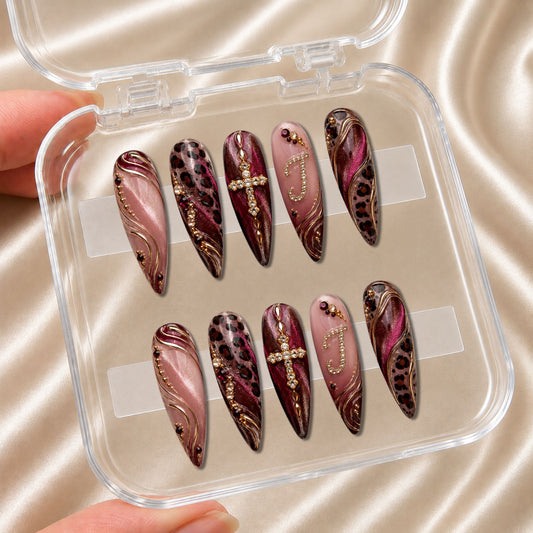 Faith Leopard - Personalized Press-On Nails