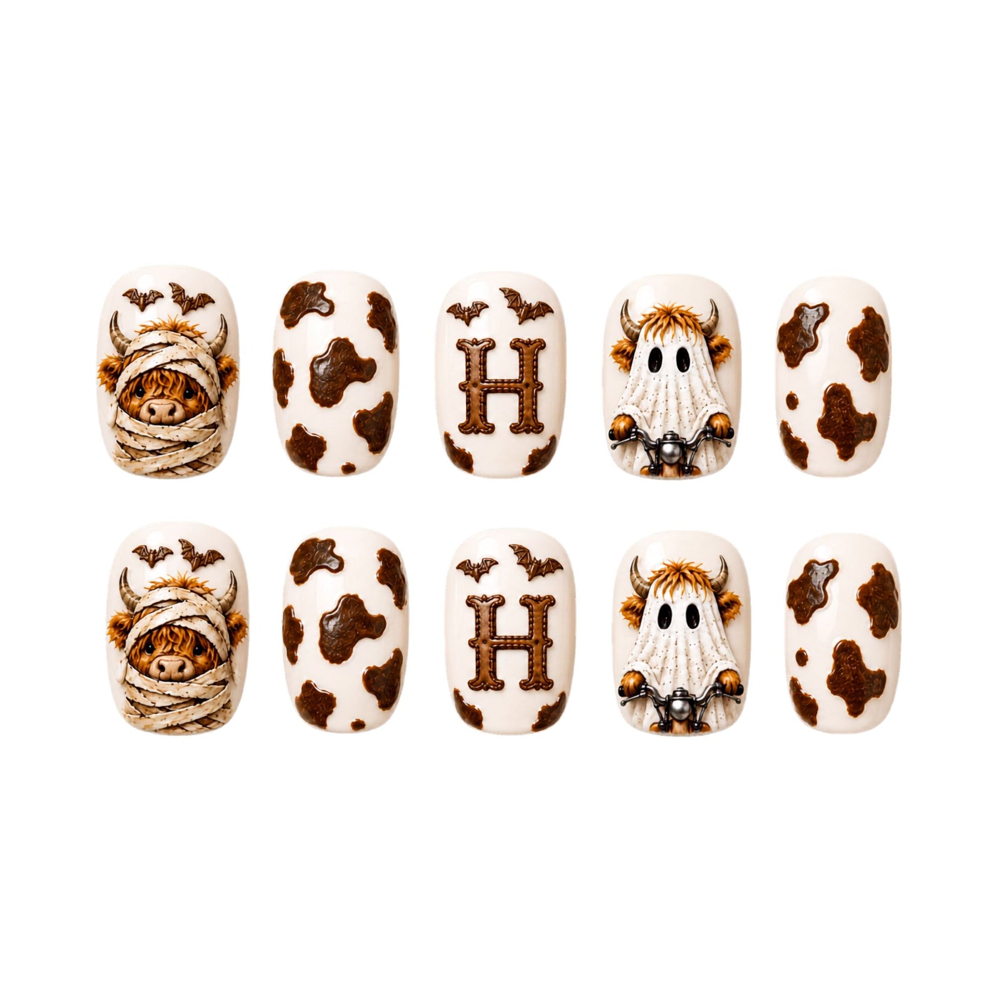 Highland Cow Ghost - Personalized Press-On Nails