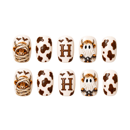 Highland Cow Ghost - Personalized Press-On Nails
