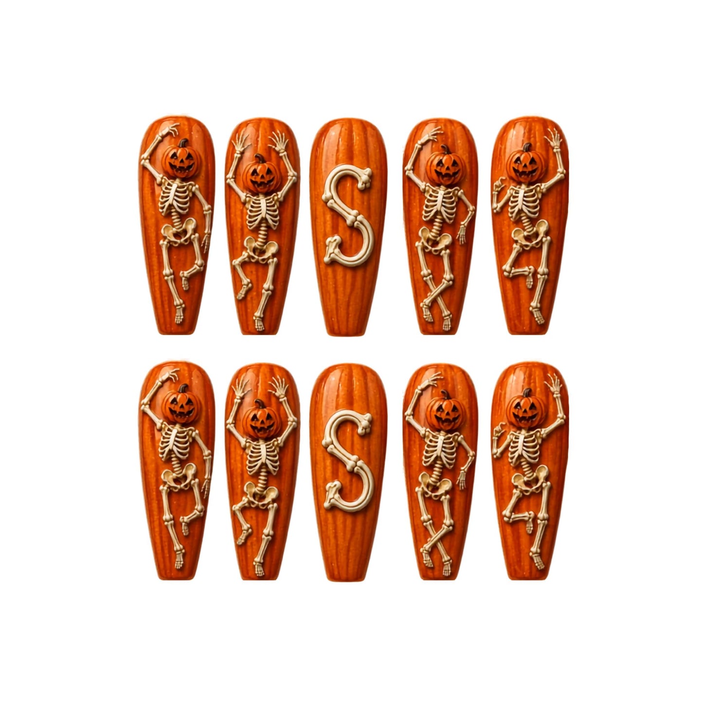 Pumpkin Skeleton - Personalized Press-On Nails