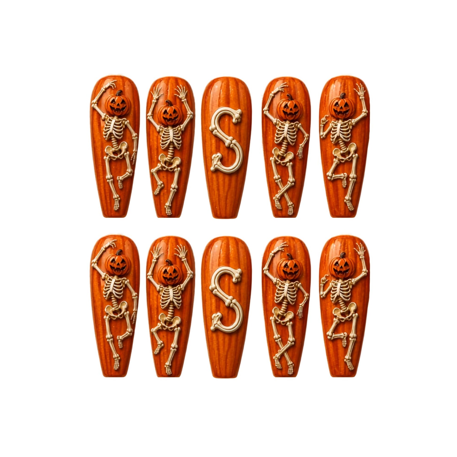 Pumpkin Skeleton - Personalized Press-On Nails