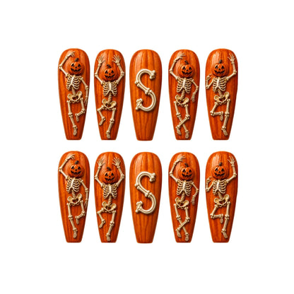 Pumpkin Skeleton - Personalized Press-On Nails