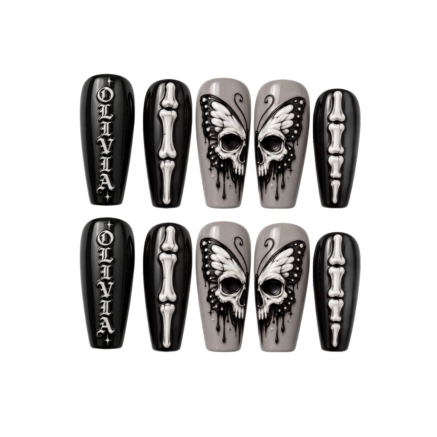 Skull Skeleton - Personalized Press-On Nails