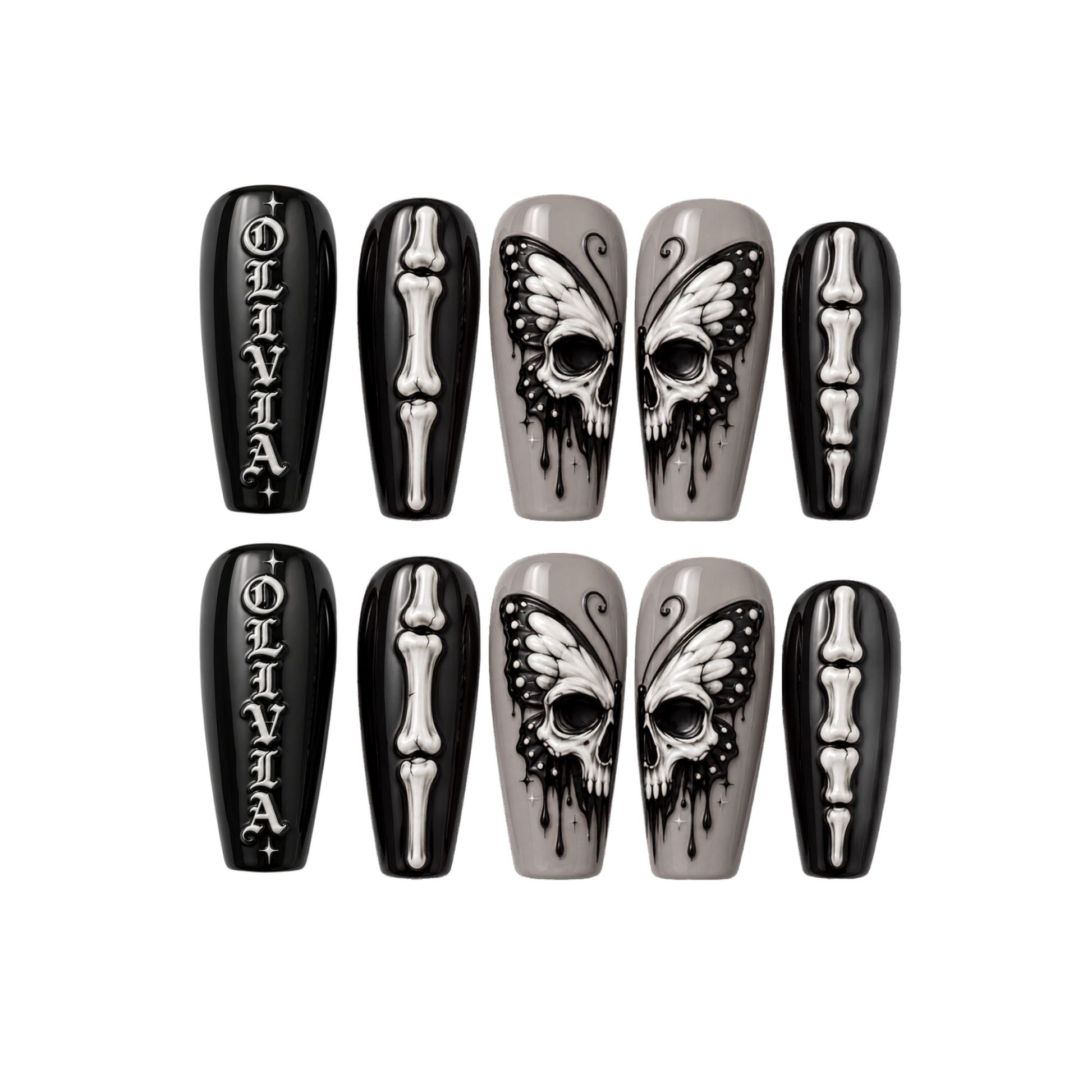 Skull Skeleton - Personalized Press-On Nails