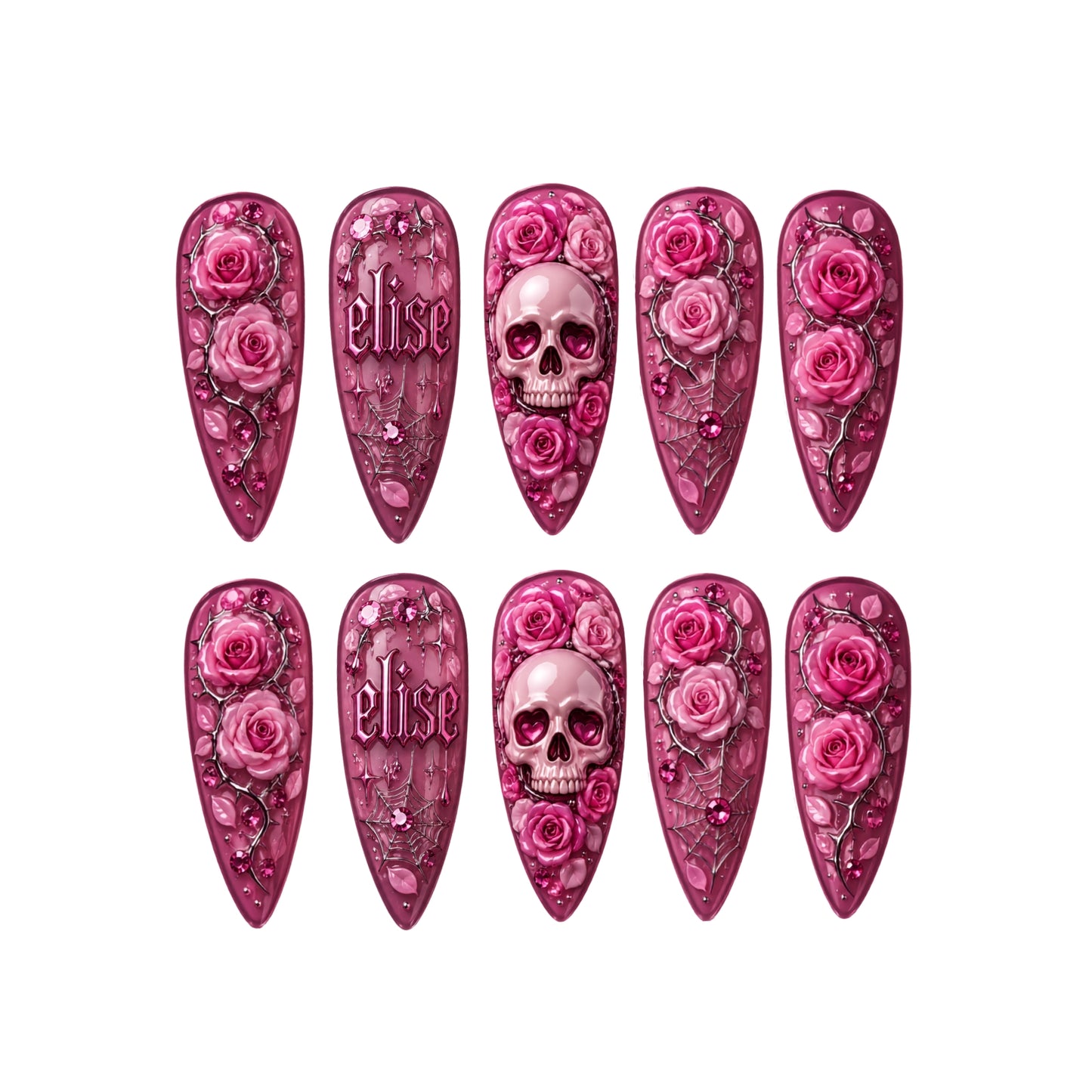 Floral Skull - Personalized Press-On Nails