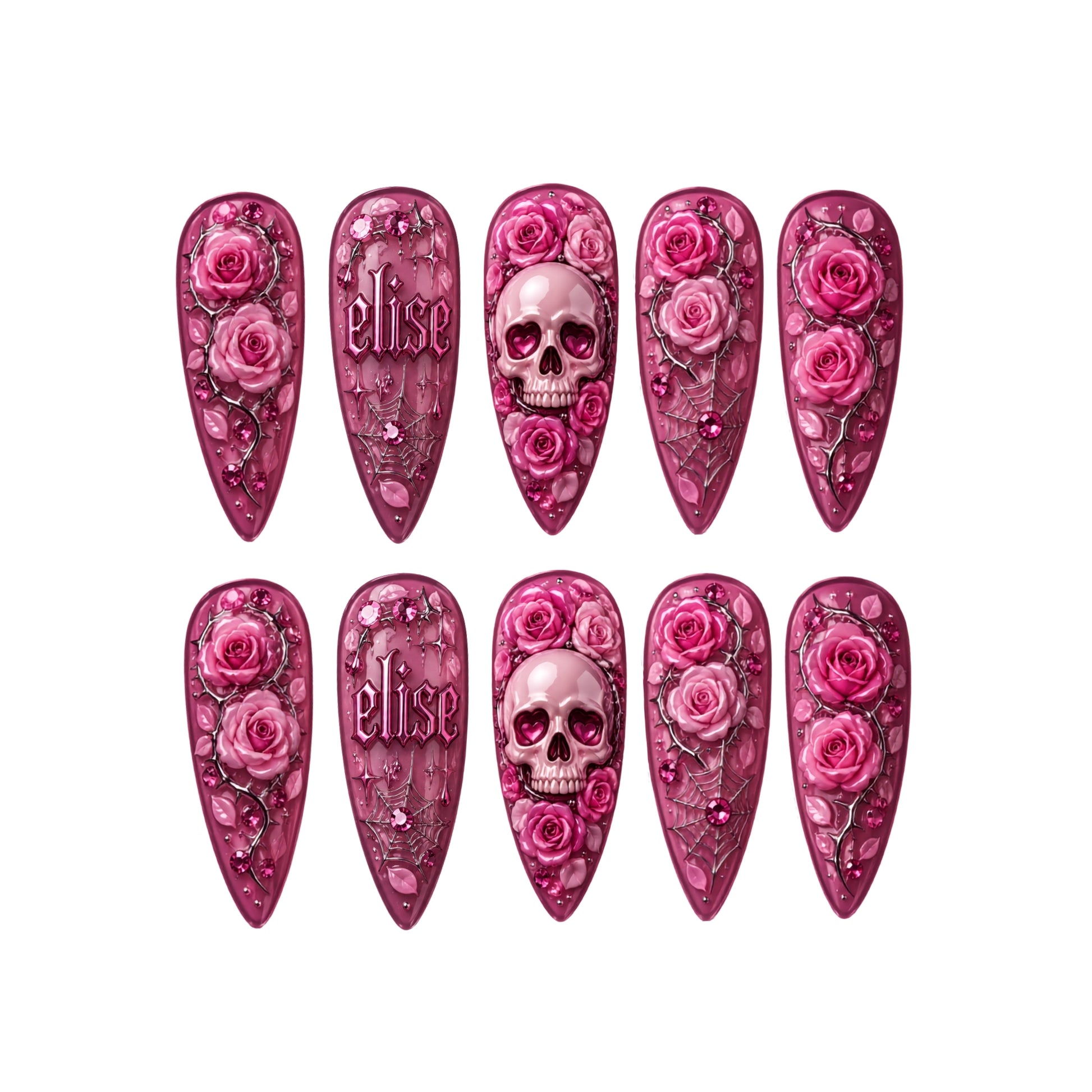 Floral Skull - Personalized Press-On Nails