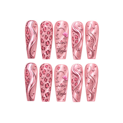Pink Leopard Zodiac - Personalized Press-On Nails