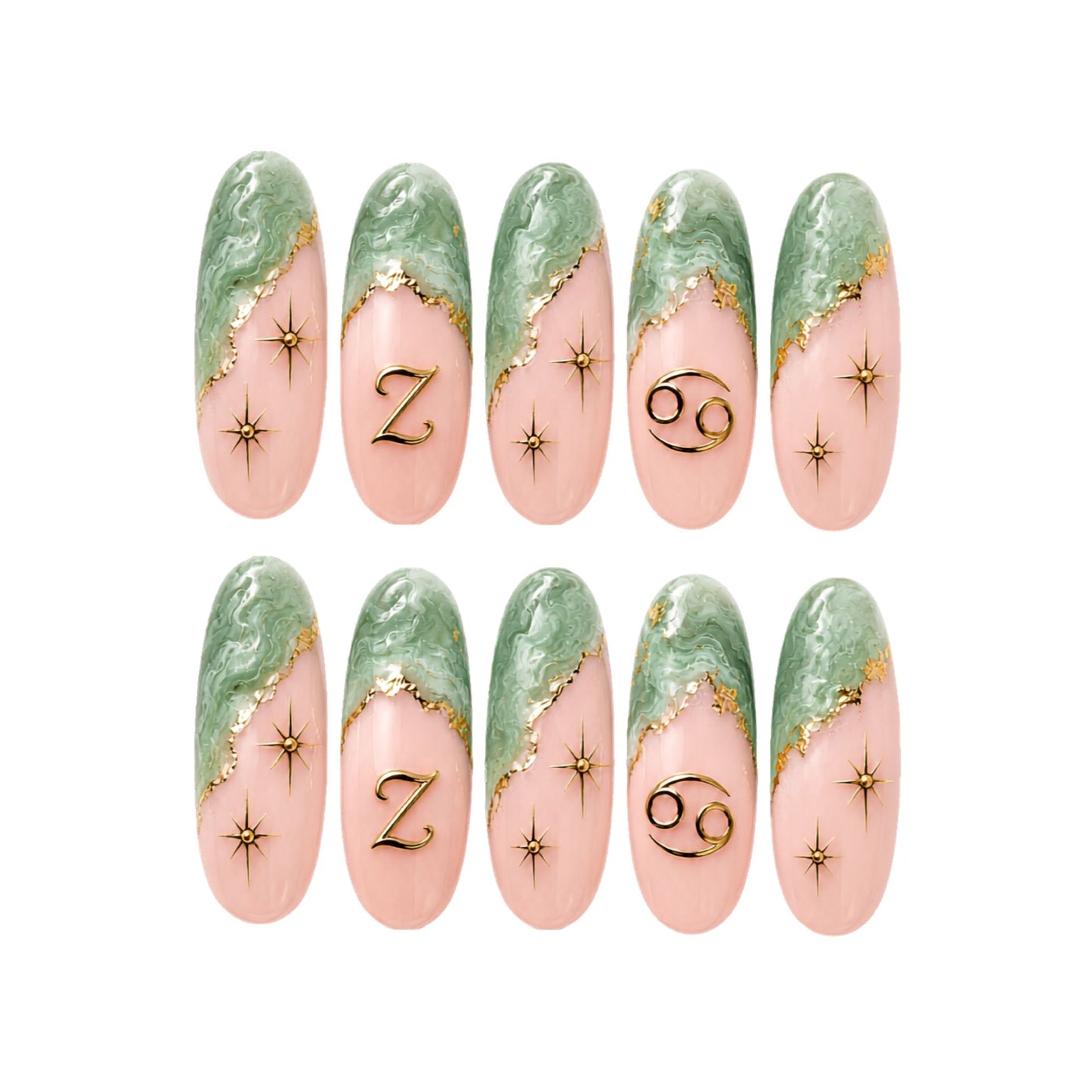 Jade Green Zodiac - Personalized Press-On Nails