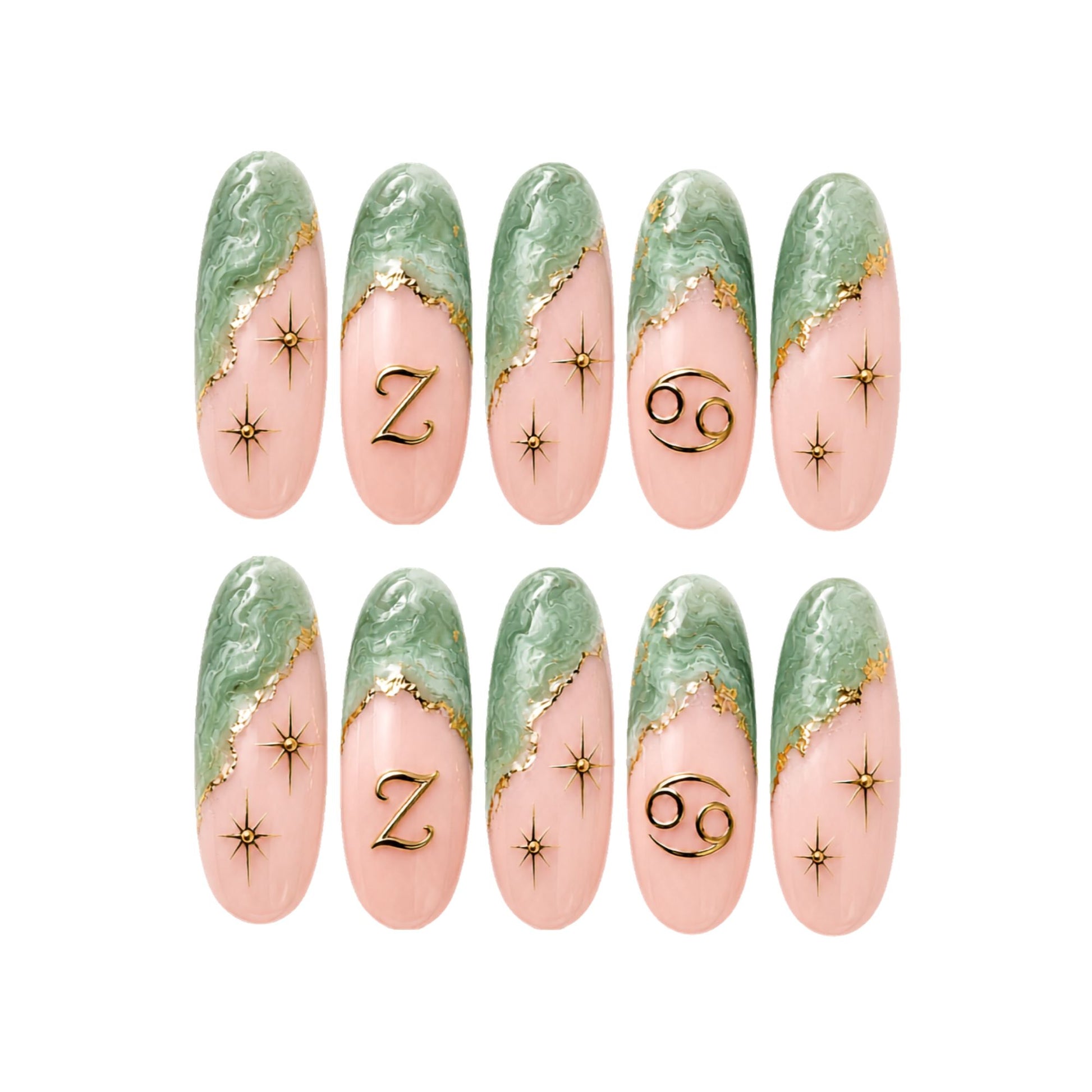 Jade Green Zodiac - Personalized Press-On Nails