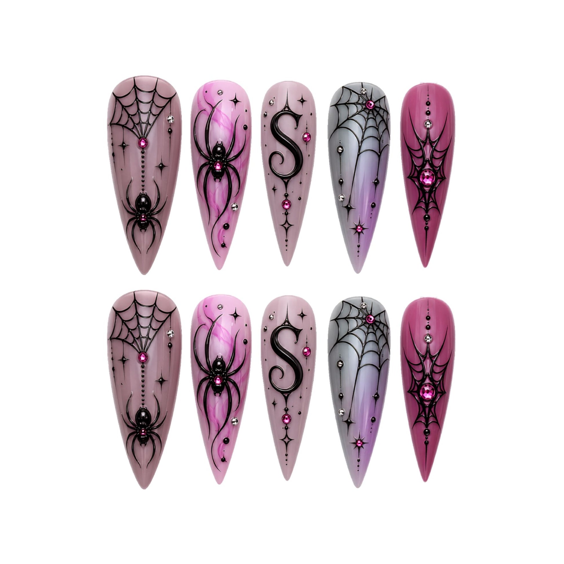 Pink Spider - Personalized Press-On Nails