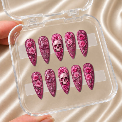 Floral Skull - Personalized Press-On Nails
