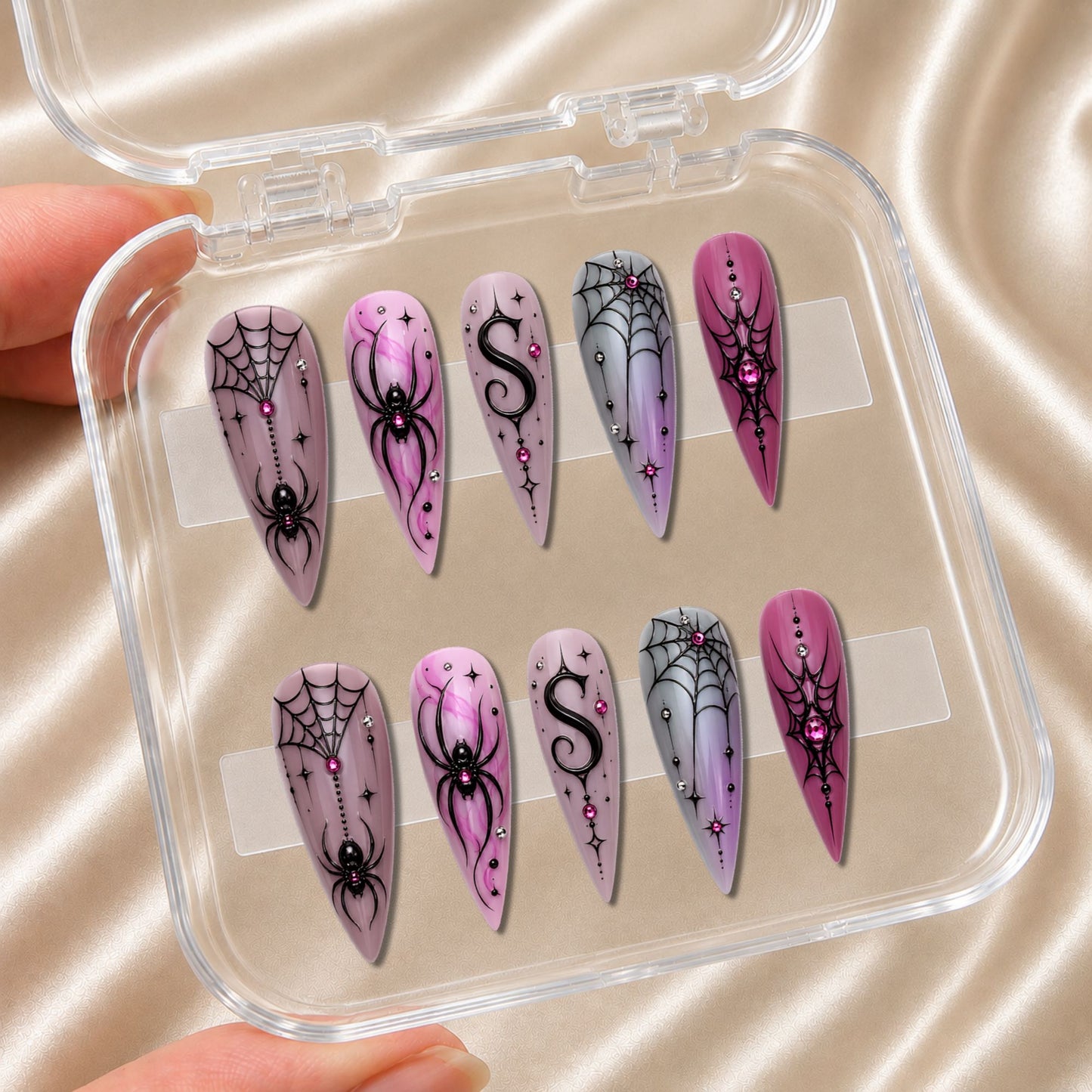 Pink Spider - Personalized Press-On Nails