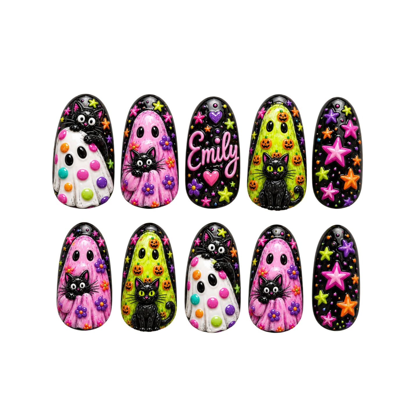 Preppy Girly Ghost - Personalized Press-On Nails
