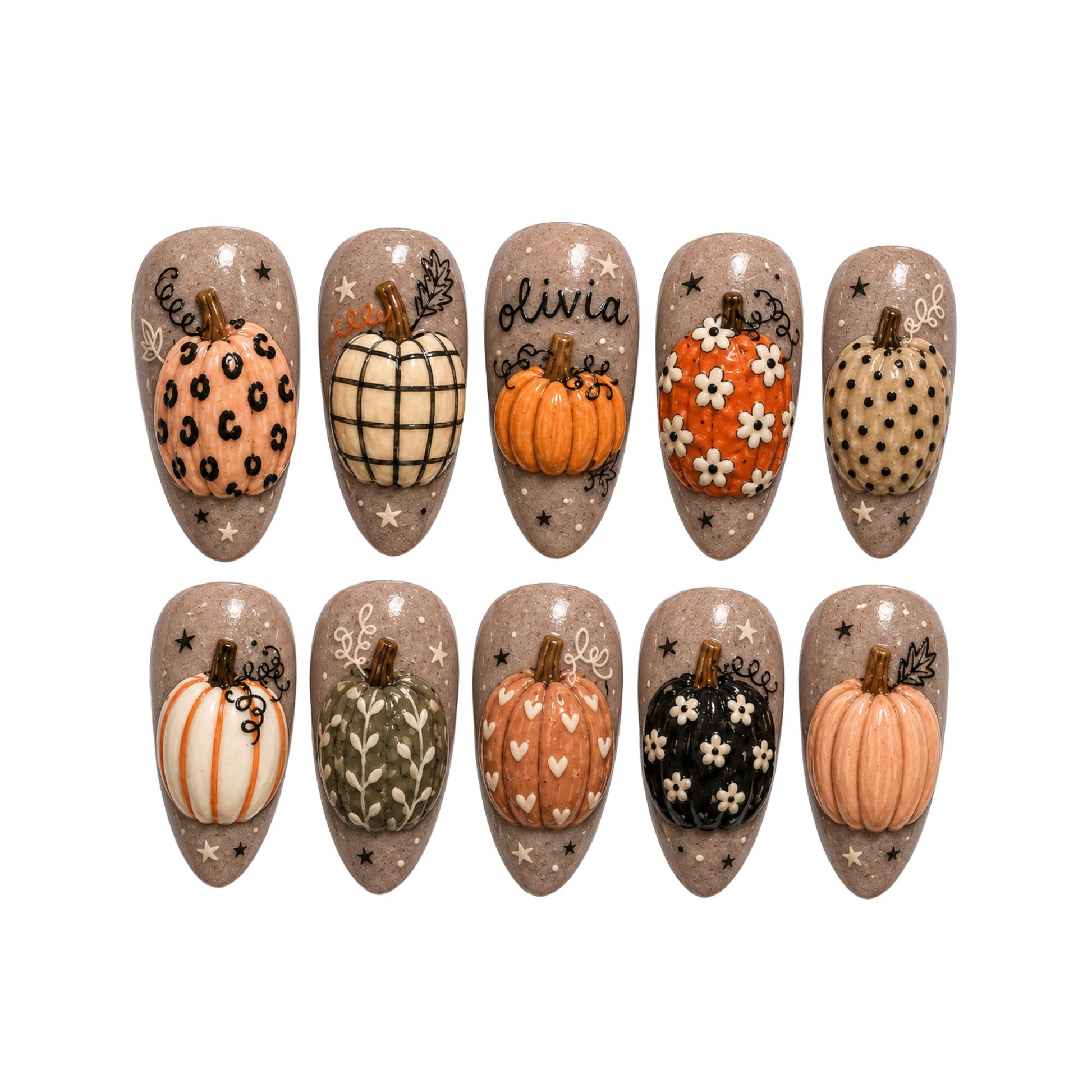 Boho Pumpkin - Personalized Press-On Nails