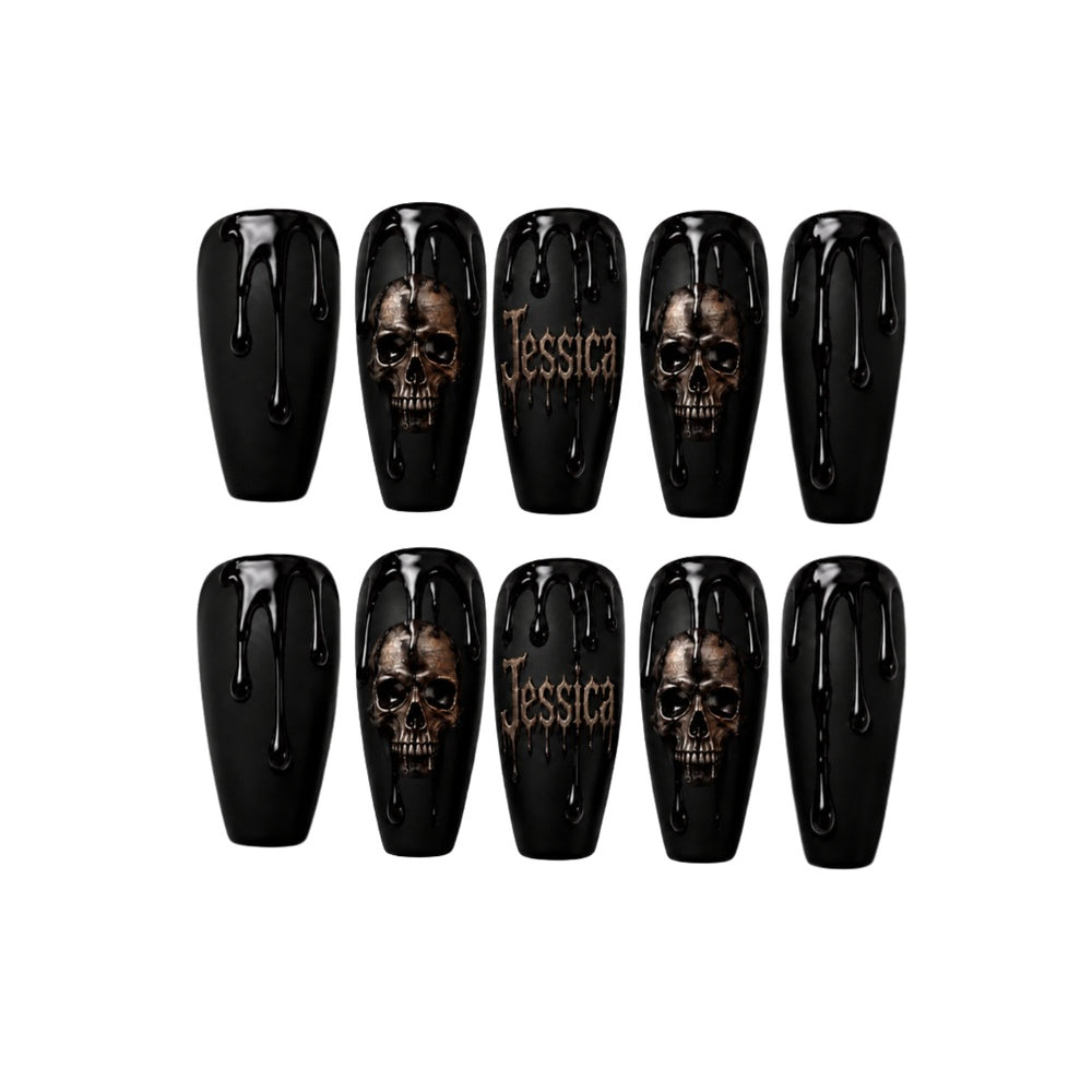 Black Skull - Personalized Press-On Nails