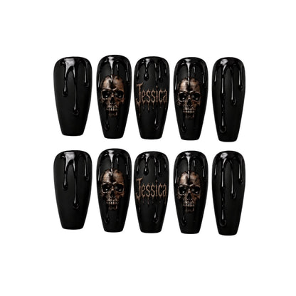Black Skull - Personalized Press-On Nails