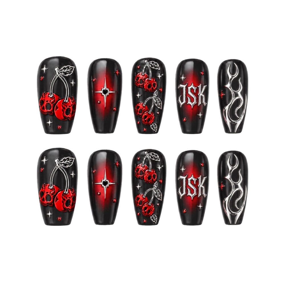 Cherry Skulls - Personalized Press-On Nails