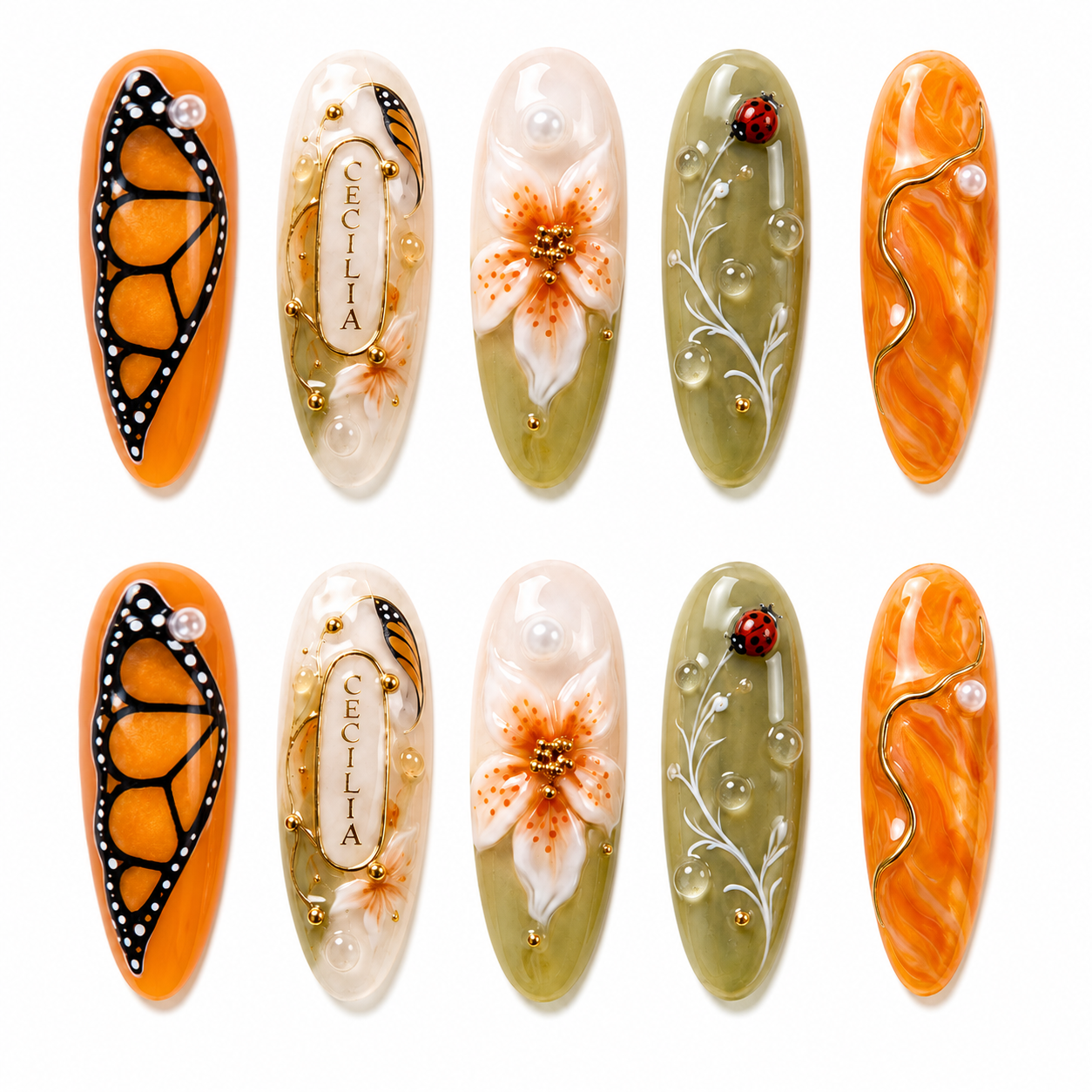 Monarch Meadow - Personalized Press-On Nails