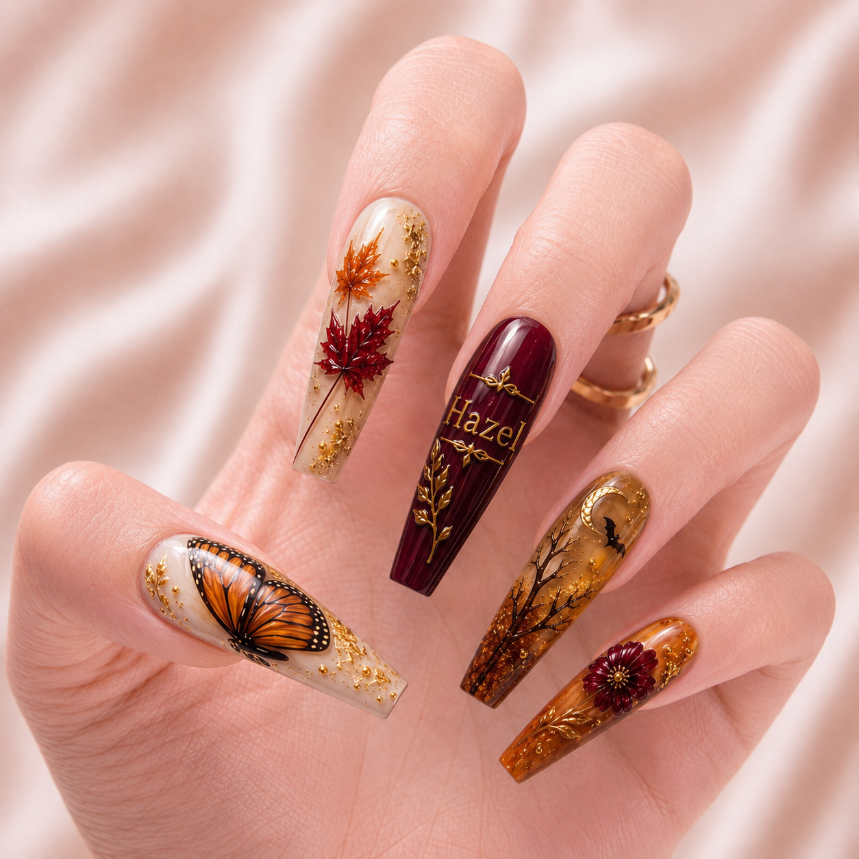 Crimson Winged Equinox - Personalized Press-On Nails