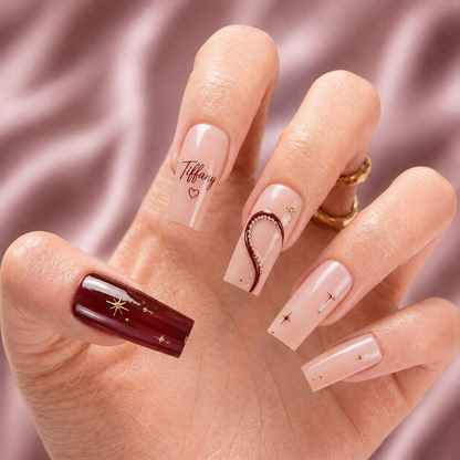Forever Bestie Hearts – Personalized Press-On Nails