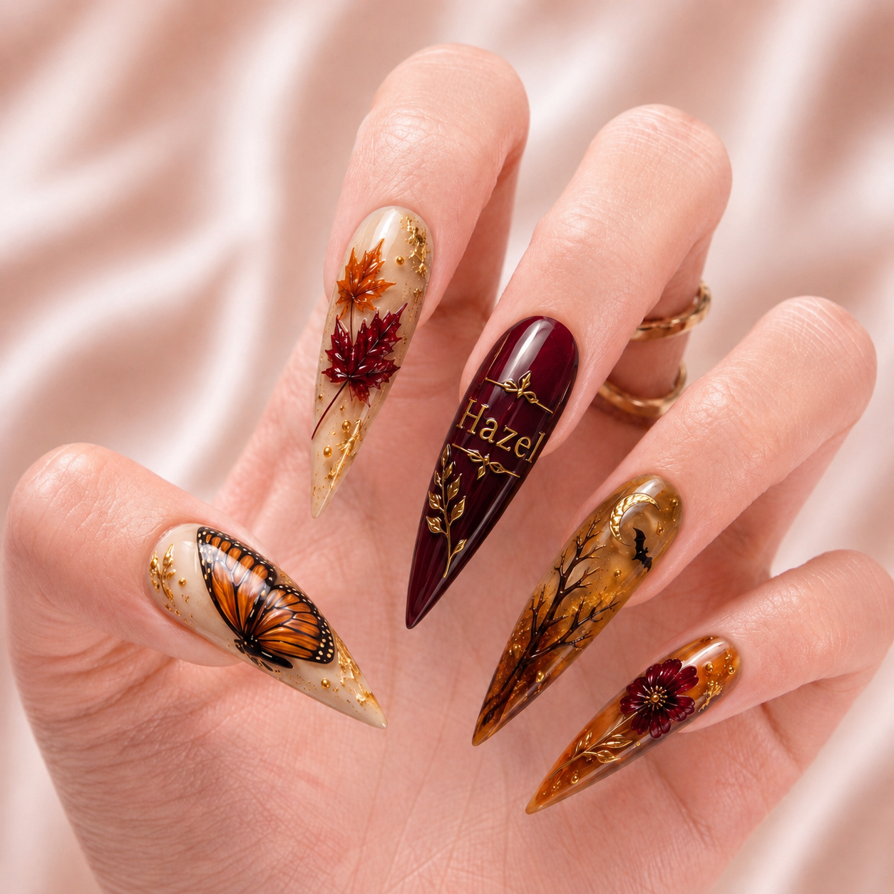 Crimson Winged Equinox - Personalized Press-On Nails