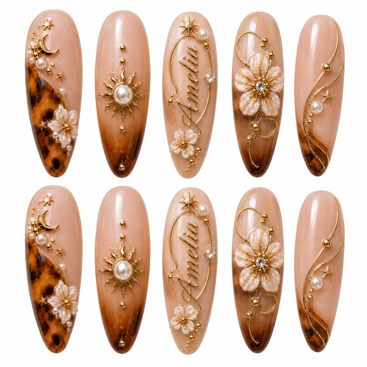 Golden Nocturne - Personalized Press-On Nails