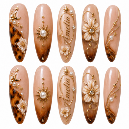 Golden Nocturne - Personalized Press-On Nails