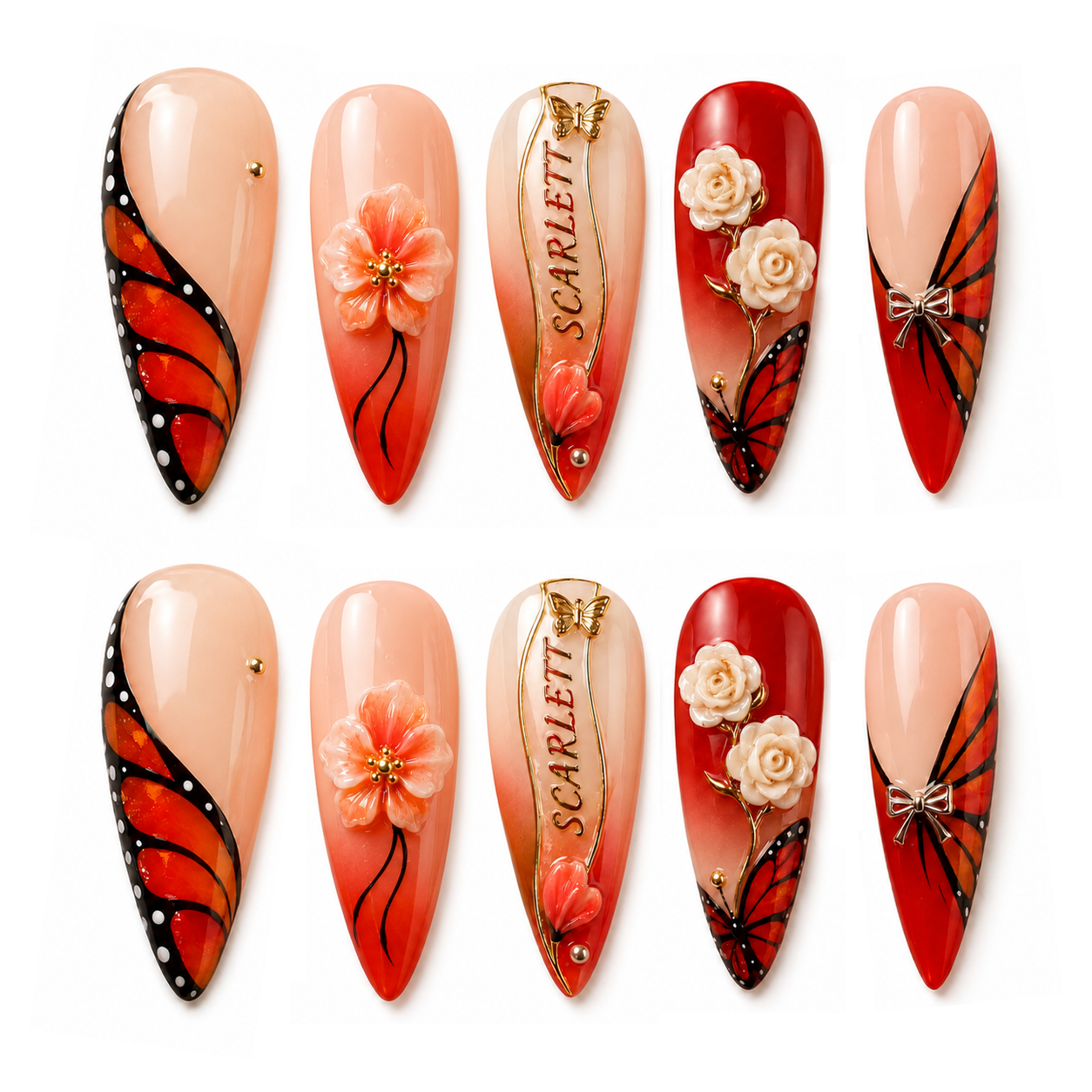 Monarch Blossom - Personalized Press-On Nails