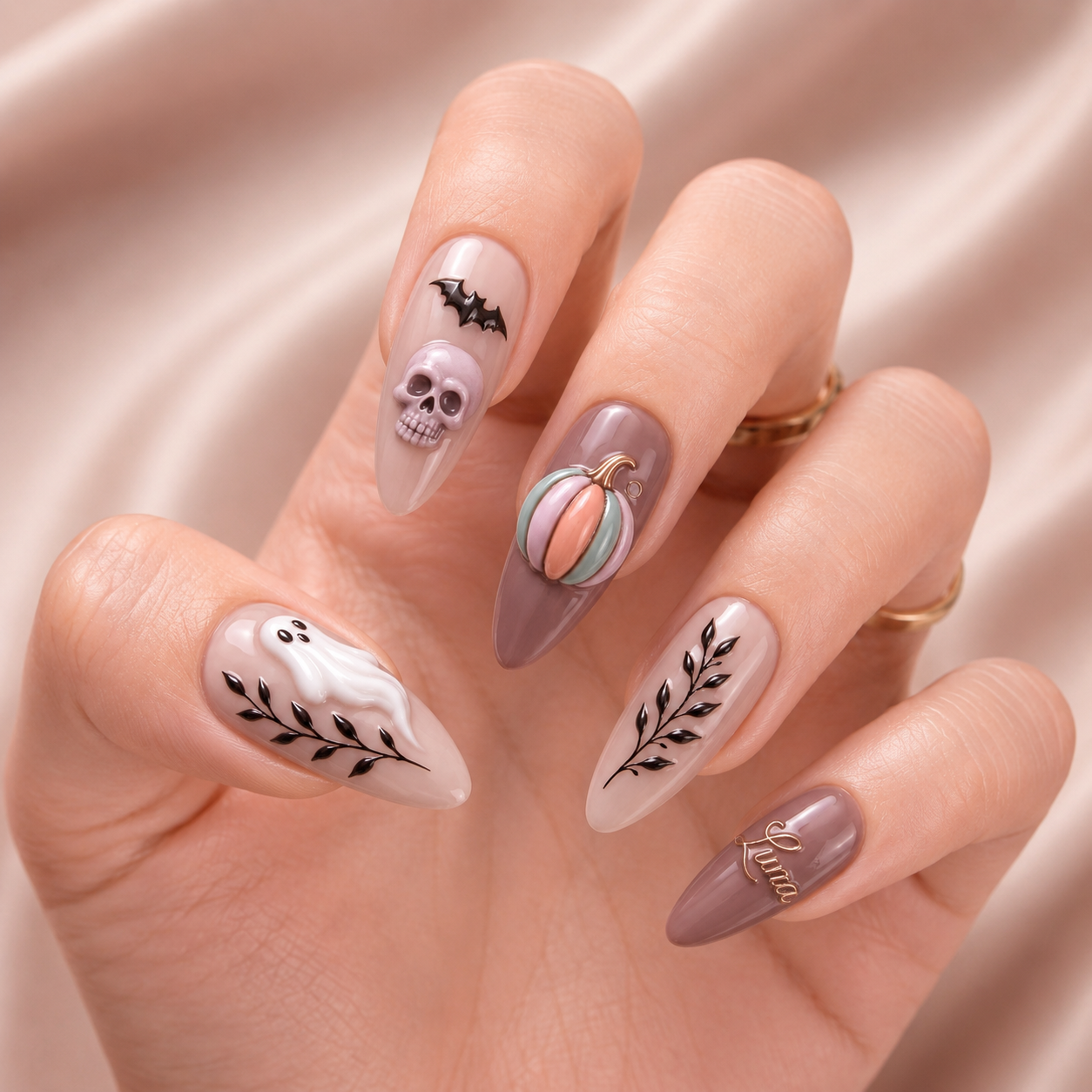 Soft Pumpkin Phantoms- Personalized Press-On Nails