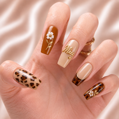 Caramel Wildflower Muse - Personalized Press-On Nails
