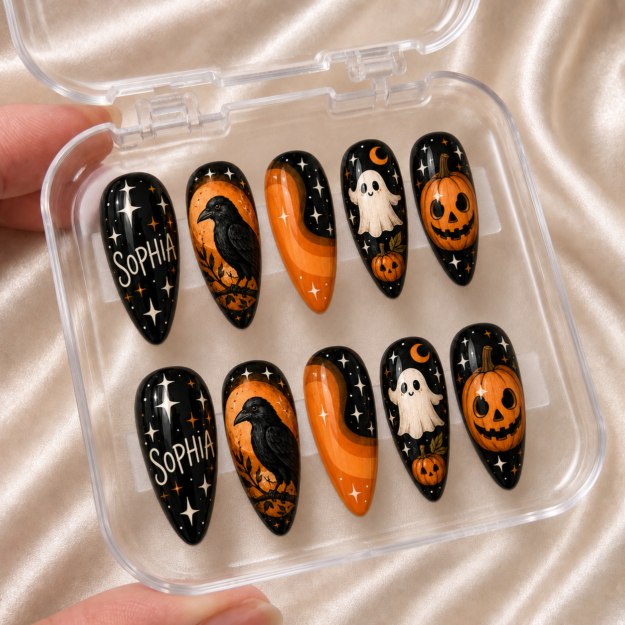 Midnight Pumpkin Spell - Personalized Press-On Nails
