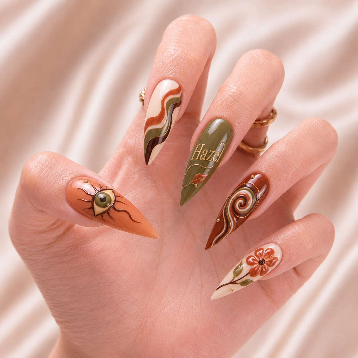 Terracotta Oracle Bloom - Personalized Press-On Nails