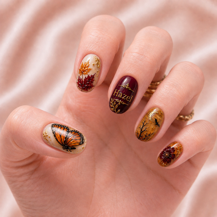 Crimson Winged Equinox - Personalized Press-On Nails