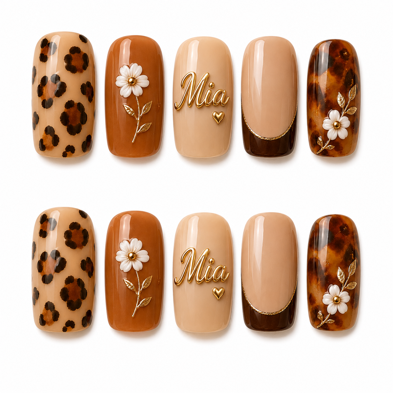 Caramel Wildflower Muse - Personalized Press-On Nails