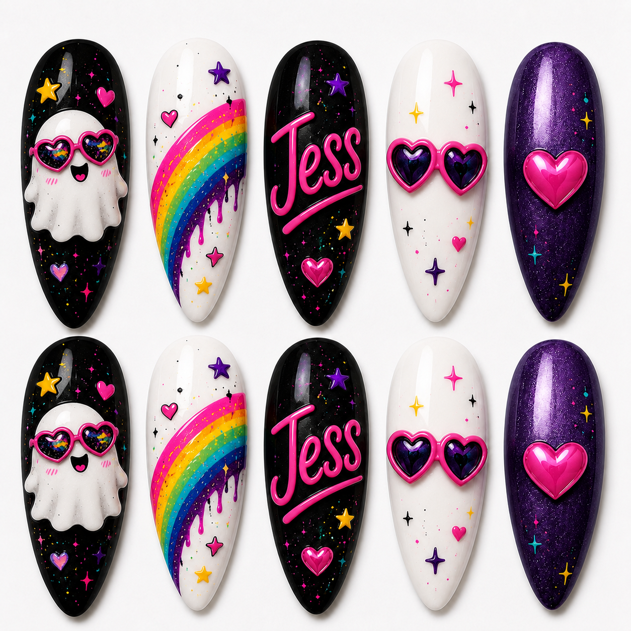 Neon Ghost Fantasy - Personalized Press-On Nails