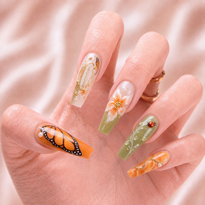 Monarch Meadow - Personalized Press-On Nails