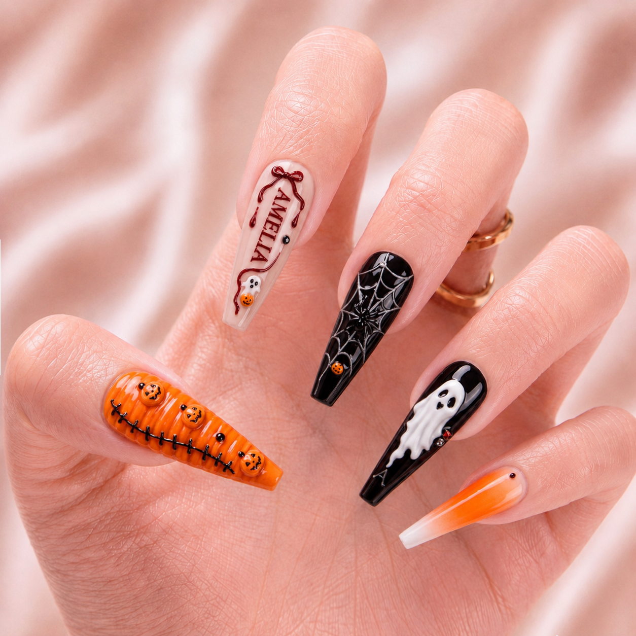 Midnight Pumpkin - Personalized Press-On Nails