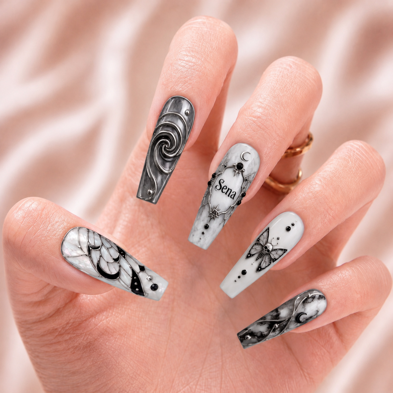 Eclipsed Ivory - Personalized Press-On Nails
