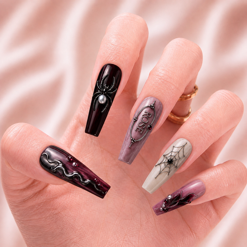Dark Rose Affair - Personalized Press-On Nails