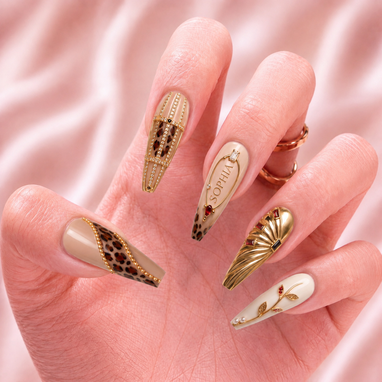 Ruby Leopard Luxe - Personalized Press-On Nails